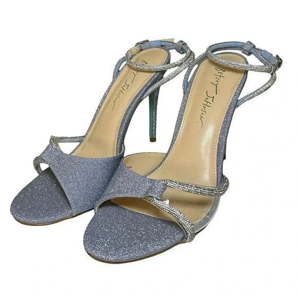 NIB Betsey Johnson Women’s Vera 4” Bridal Heels Sparkly Light Blue Size 9 - Picture 1 of 9